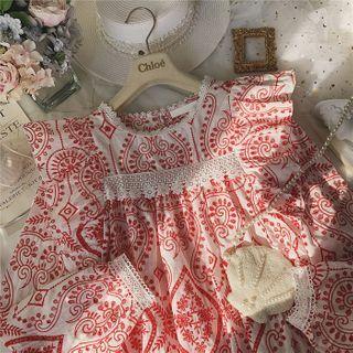 Embroidered Ruffle Trim Long-sleeve Blouse