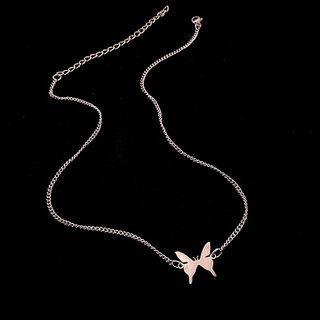 Stainless Steel Butterfly Pendant Layered Choker Necklace