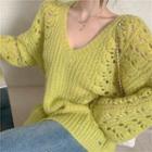 Ripped Sweater Yellow - One Size