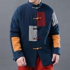 Frog-buttoned Color Block Padded Jacket