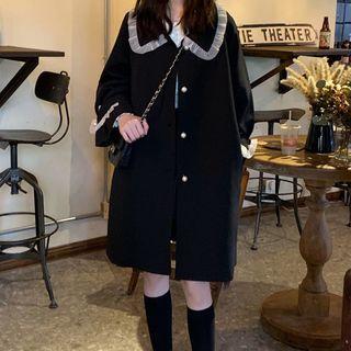 Peter Pan Collar Shift Dress Black - One Size