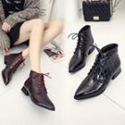 Lace-up Pointy Toe Ankle Boots