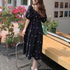 Short-sleeve Cross Pattern A-line Dress
