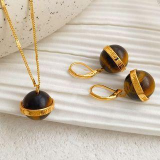 Faux Gemstone Pendant Necklace / Drop Earring