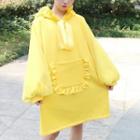 Frill-trim Mini Hoodie Dress Yellow - One Size