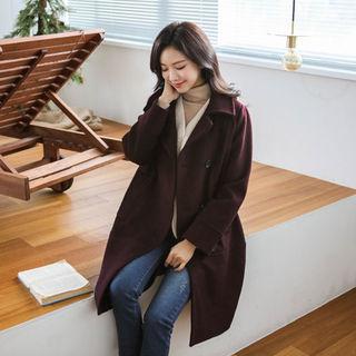 Collared Single-breasted Wool Blend Coat