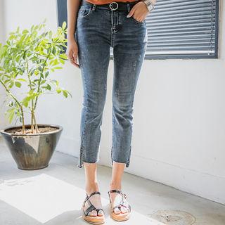 Slit-hem Cropped Jeans