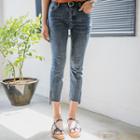 Slit-hem Cropped Jeans