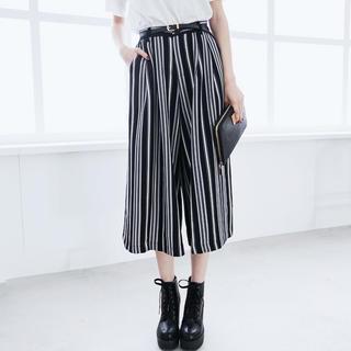 Striped Wide-leg Cropped Pants
