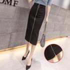 Zip Detail Midi Straight-fit Skirt