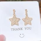 Star Faux Pearl Alloy Dangle Earring E0431 - 1 Pair - Gold - One Size