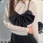 Set: Ruffle Trim Blouse + Cropped Bow Camisole Top