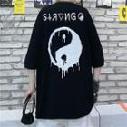 Tai Ji Print Short-sleeve Round Neck T-shirt