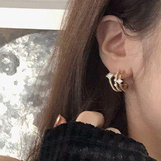 Star Layered Alloy Layered Open Hoop Earring 1 Pair - Gold - One Size
