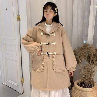 Lantern-sleeve Hooded Toggle Coat