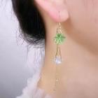 Rhinestone Floral Drop Earring 1 Pair - Green - One Size