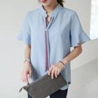 Contrast-trim Tie-detail Blouse