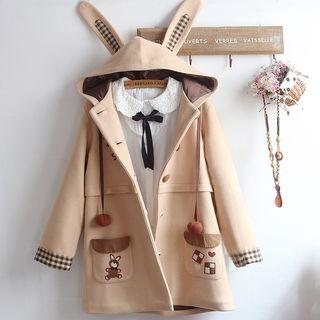 Hooded Buttoned Coat / Shirt / Set