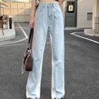 High-waist Paneled Straight Leg Jeans