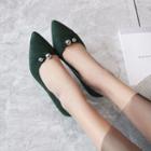 Faux Suede Bead Accent High Heel Pumps
