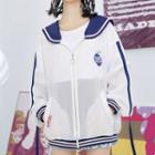 Sailor-collar Print Long-sleeve Light Jacket