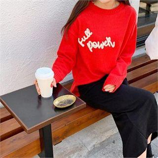 Embroidered-detail Slit-side Knit Top