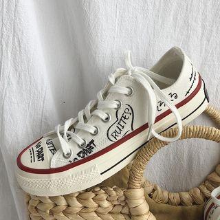Lettering Canvas Lace-up Sneakers