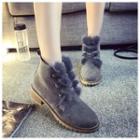 Furry Lace Up Short Boots