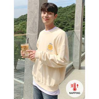 Smile Printed Fleece-lined Boxy Sweatshirt