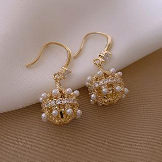 Faux Pearl Dangle Earring 1 Pair - Hook Earring - Gold - One Size
