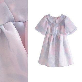 Short Sleeve Collared Tie-dye Mini Dress