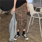 Crinkled Maxi Leopard Skirt
