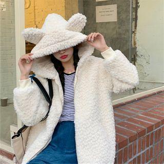 Fluffy Hooded Zipped Jacket