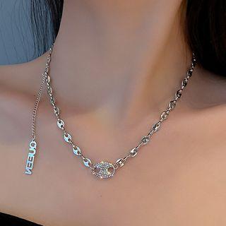 Lettering Pendant Alloy Choker Silver - One Size