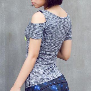 Sport Short-sleeve Cutaway-shoulder Top