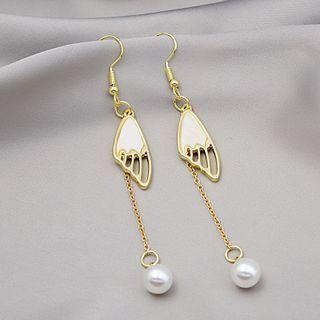 Wing Faux Pearl Dangle Earring