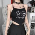Chain-strap Skull Print Cropped Camisole Top