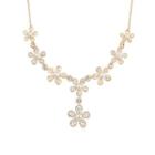 Crystal Flower Necklace 1 - 1097 - Gold - One Size