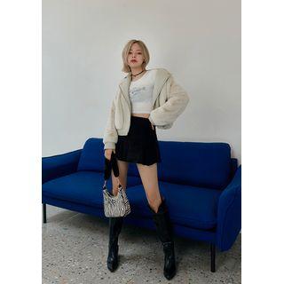 Faux-fur Panel Moto Jacket