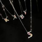 925 Sterling Silver Rhinestone Initial Necklace