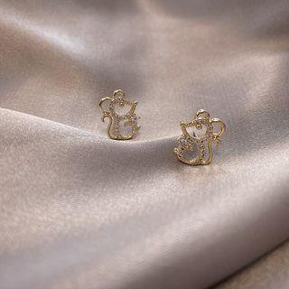 Rhinestone Mouse Earring