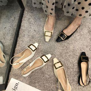 Pointed Faux Leather Slingback Pumps