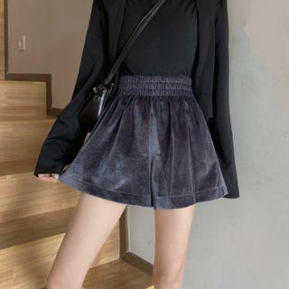 Gold Velvet High-waist Wide-leg Shorts