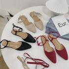 Pointed Tie-ankle Flat Sandals