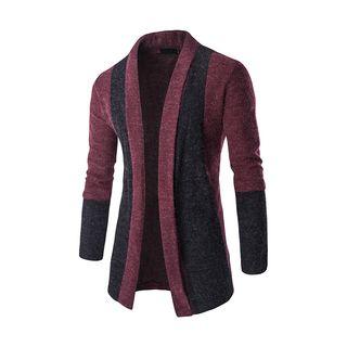 Two-tone Open-front Cardigan