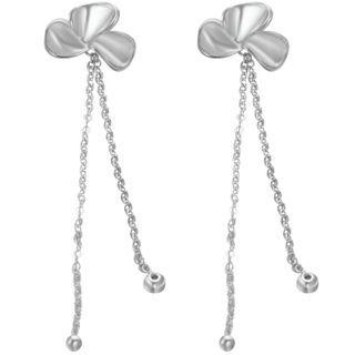 Petal Rhinestone Sterling Silver Fringed Earring Silver - One Size