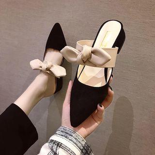Pointed-toe Ribbon Accent Slide Sandals