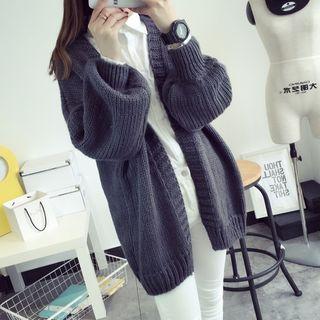 Drop-shoulder Open Front Cardigan