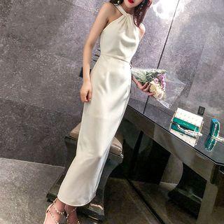 Halter Sheath Midi Cocktail Dress