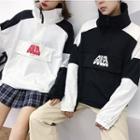 Couple Matching Color Block Turtleneck Pullover